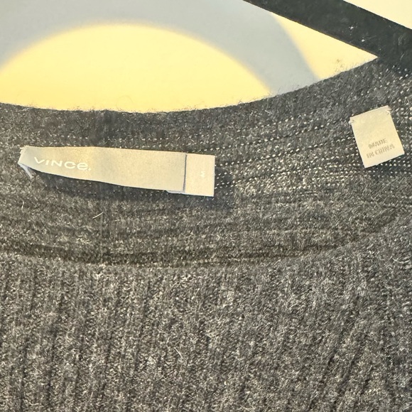 Vince Ribbed Wool Cashmere Shift Dress Heather Carbon Relaxed Fit | M - Picture 5 of 9